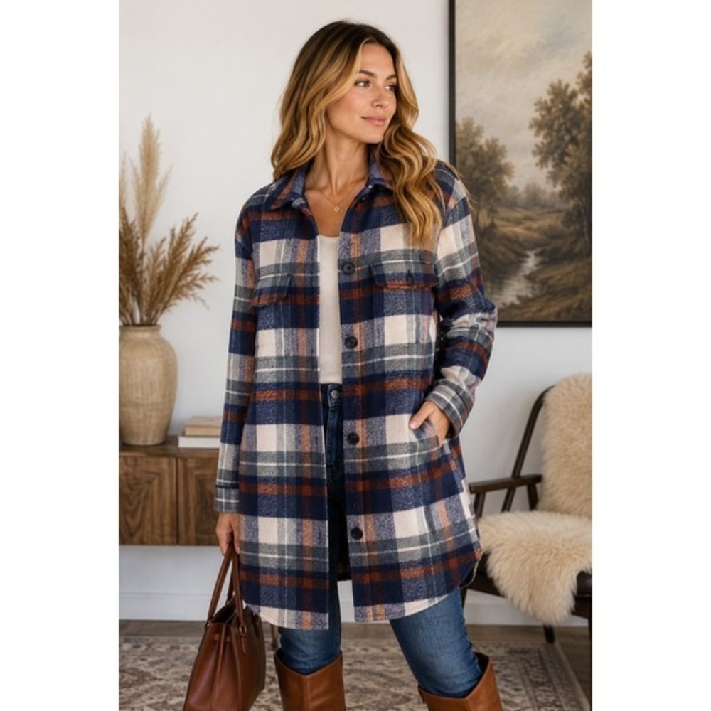 Rails Jaro NWT Wool Blend Plaid Longline Shacket Coat S Oversized Fall Jacket